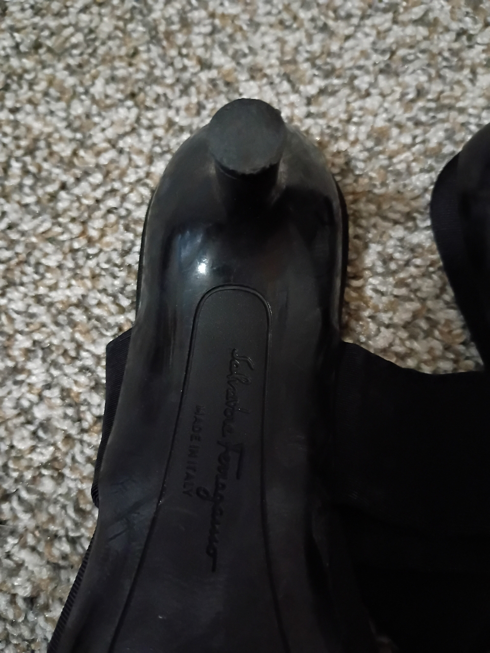 Woman's Salvatore Ferragamo Black Double Strap Slide Sandals Gancini Embossed. 6 - Picture 8 of 10